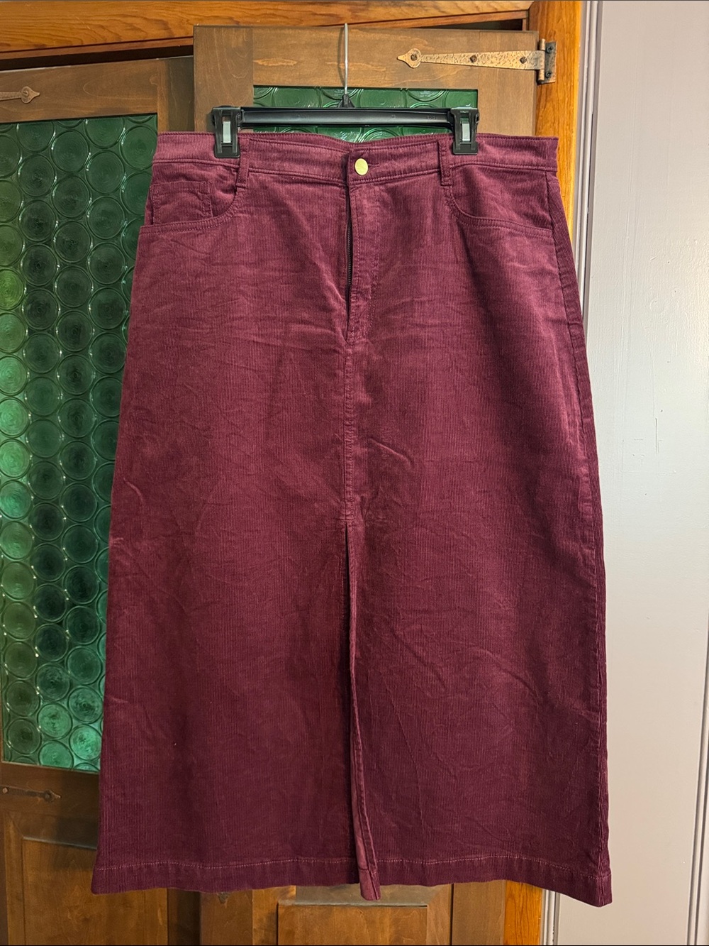 LOFT Burgundy Corduroy Midi Skirt